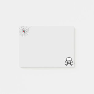 Halloween-Spinne und Totenkopf und Knochen Post-it Klebezettel
