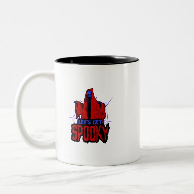 Halloween-Spinne Zweifarbige Tasse (Links)