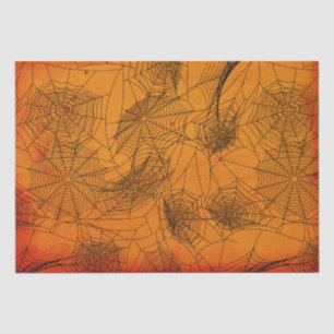 Halloween-Spinnen-Netz-Muster-orange Seidenpapier