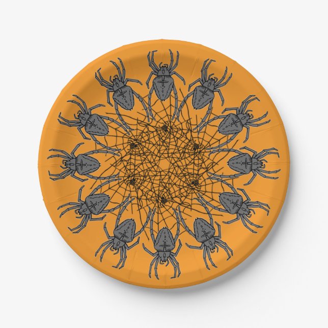 Halloween Spinnen Pappteller (Vorderseite)