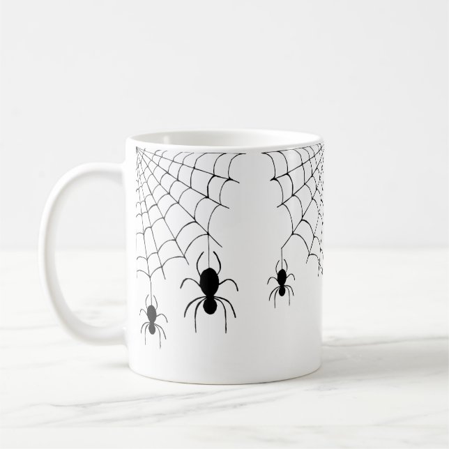 Halloween Spinnen Schwarze Spinnennetze Spooky Kaffeetasse (Links)
