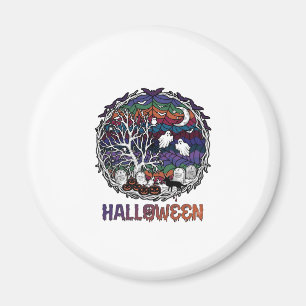 Halloween Spinnennetz Baum Geister Kürbisse Grabst Magnet