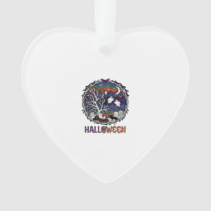 Halloween Spinnennetz Baum Geister Kürbisse Grabst Ornament