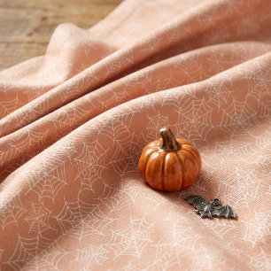 Halloween-Spinnennetz-Muster Orange Weiß ID1328 Stoff