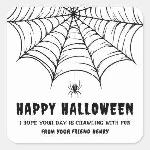 Halloween Spinnennetz Quadratischer Aufkleber