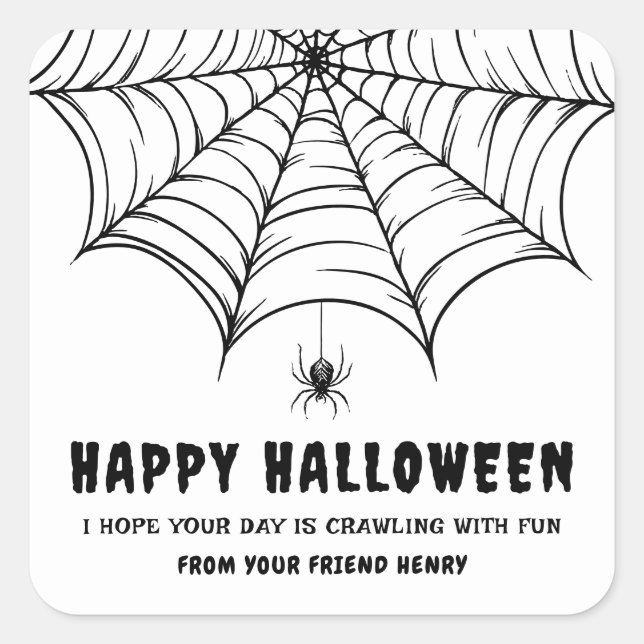 Halloween Spinnennetz  Quadratischer Aufkleber (Vorderseite)