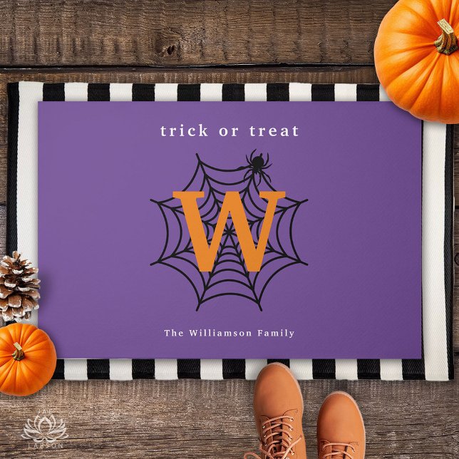 Halloween Spinnennetz Süßes oder Saures Monogramm Fußmatte (Von Creator hochgeladen)