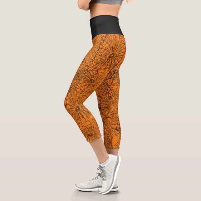 Halloween Spinnennetze Benutzerfarben Capri Leggings (Links)