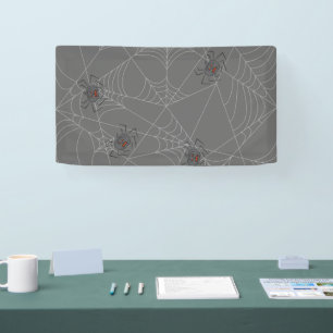 Halloween Spinnennetze und Kürbis Banner