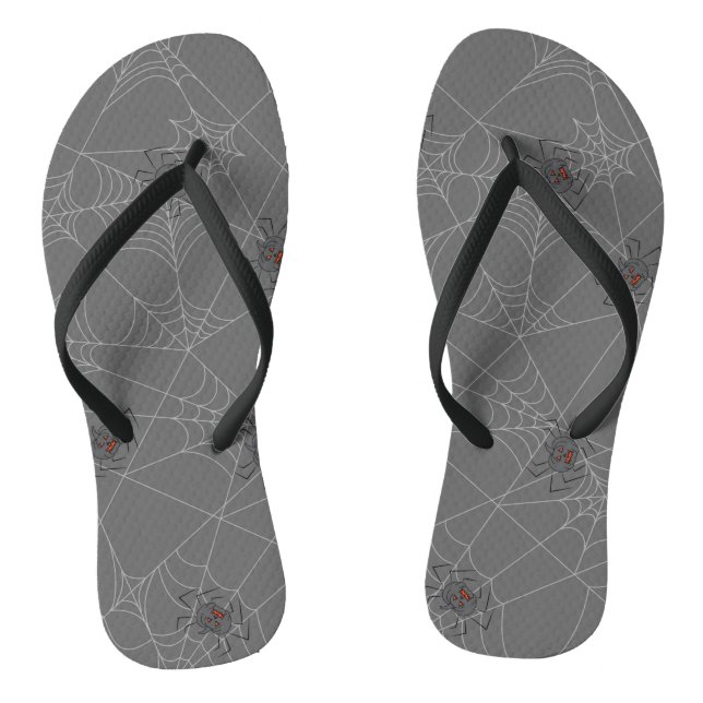 Halloween Spinnennetze und Kürbis Flip Flops (Fußbett)