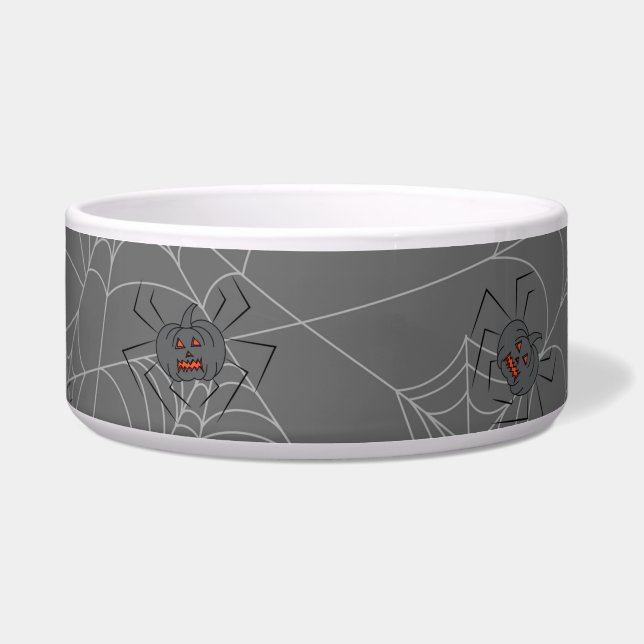 Halloween Spinnennetze und Kürbis Napf (Vorderseite)