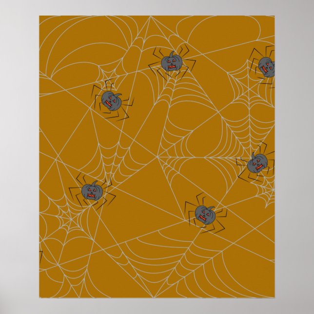 Halloween Spinnennetze und Kürbis Poster (Vorne)