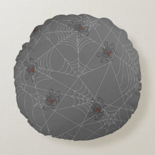 Halloween Spinnennetze und Kürbis Rundes Kissen