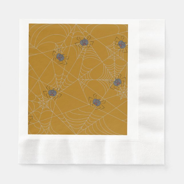 Halloween Spinnennetze und Kürbis Serviette (Vorderseite)