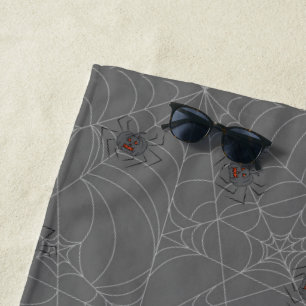 Halloween Spinnennetze und Kürbis Strandtuch