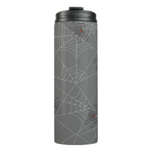Halloween Spinnennetze und Kürbis Thermosbecher
