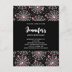 Halloween-Spinnennetze- und Spinnen-Muster Einladungspostkarte