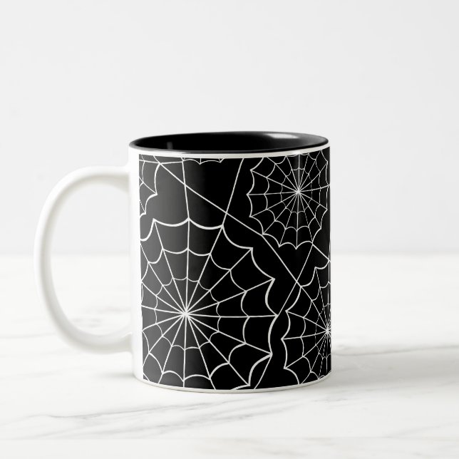 Halloween-Spinngewebe Zweifarbige Tasse (Links)