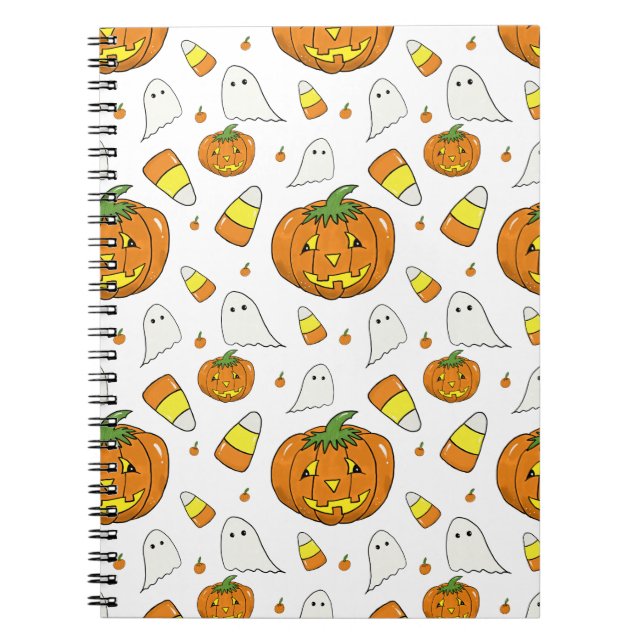 Halloween Spiral Notebook – Ghosts & Candy Corn Notizblock (Vorderseite)