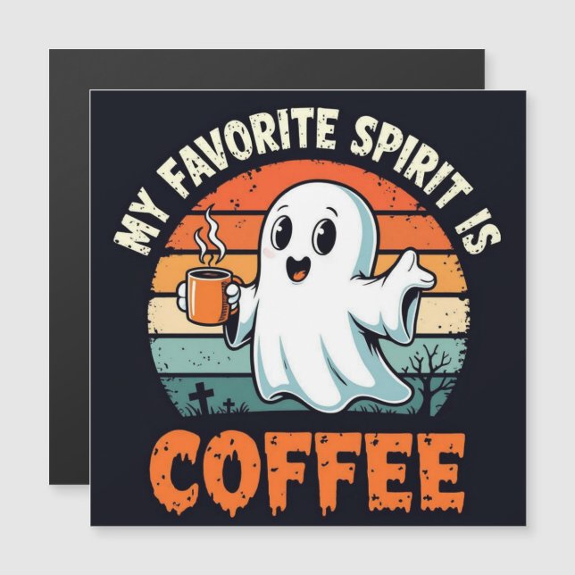 Halloween Spirit Coffee Ghost Magnetkarte (Vorne/Hinten)