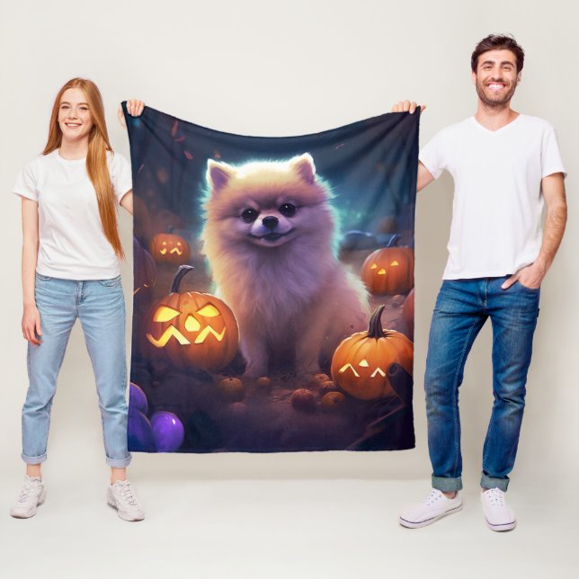 Halloween-Spitz mit Pumpkins Beängstigend Fleecedecke (Beispiel)