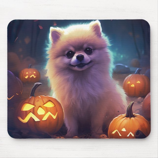 Halloween-Spitz mit Pumpkins Beängstigend Mousepad (Vorne)