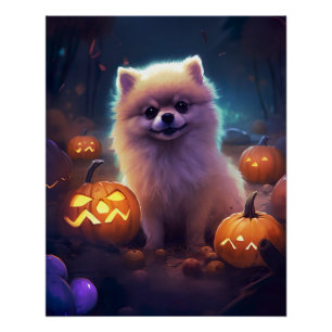 Halloween-Spitz mit Pumpkins Beängstigend Poster