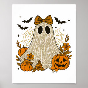 Halloween-Spitzen-Geister-Coquette-Blumen-Schleife Poster