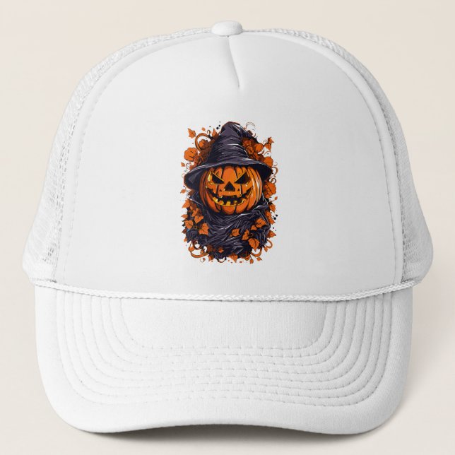 Halloween Splash-Kürbis Truckerkappe (Vorderseite)