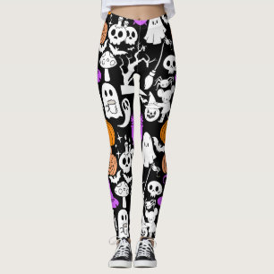 Halloween-Spookiness-Muster 01 Schwarze BG Leggings
