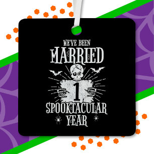 Halloween Spooktacular 1. Hochzeitstag Jubiläum Ornament Aus Metall