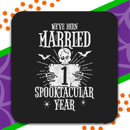 Halloween Spooktacular 1. Hochzeitstag Quadratischer Aufkleber