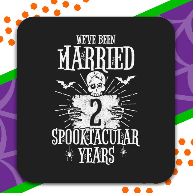 Halloween Spooktacular 2. Hochzeitstag Quadratischer Aufkleber (Von Creator hochgeladen)
