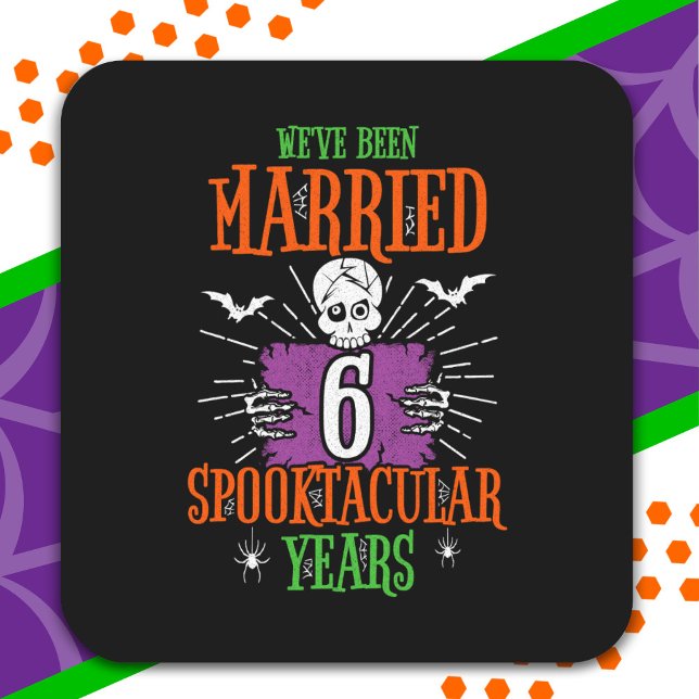 Halloween Spooktacular 6. Hochzeitstag Quadratischer Aufkleber (Von Creator hochgeladen)