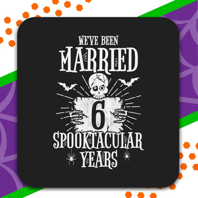 Halloween Spooktacular 6. Hochzeitstag Quadratischer Aufkleber (Von Creator hochgeladen)