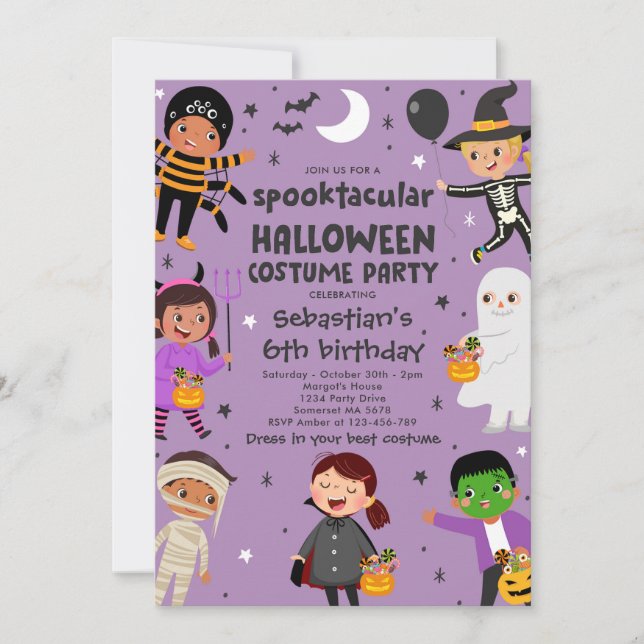 Halloween Spooktacular Costume Birthday Party Einladung (Vorderseite)