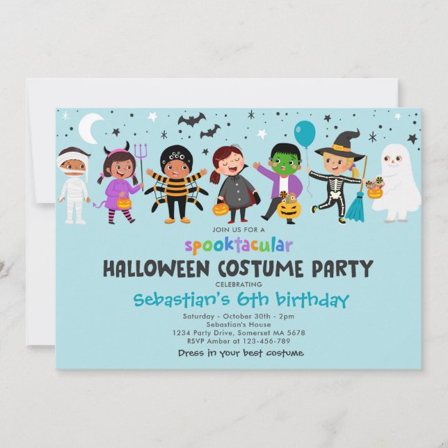 Halloween Spooktacular Costume Birthday Party Einladung (Vorderseite)