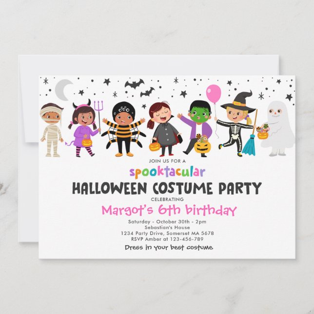 Halloween Spooktacular Costume Birthday Party Einladung (Vorderseite)