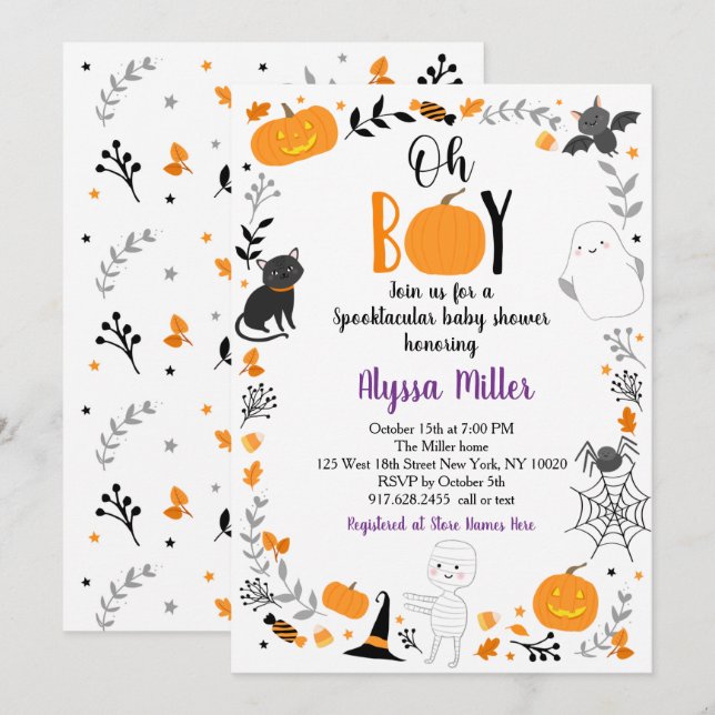 Halloween Spooktacular Oh Boy Baby Dusche Einladung (Vorne/Hinten)