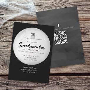 Halloween Spooktacular Owl QR Code Social Media Einladung