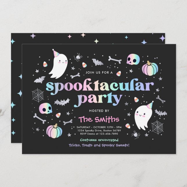 Halloween Spooktacular Party Niedlich Pastel Ghost Einladung (Vorne/Hinten)