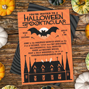 Halloween Spooktacular Retro-Bat der 1960er Jahre Einladung