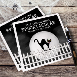 Halloween Spooktacular Spooky Whimsical Black Cat Serviette