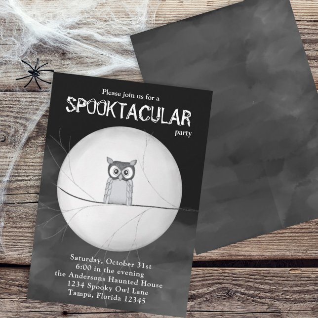 Halloween Spookular Beängstigend Owl Whimsical Spo Einladung (Von Creator hochgeladen)