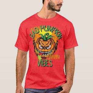 Halloween Spooky Bad Vibes Pumpkin Head Face Scary T-Shirt