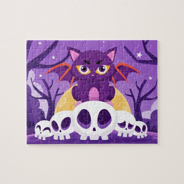 Halloween Spooky Bat Cat Skulls Kinder Puzzle (Horizontal)