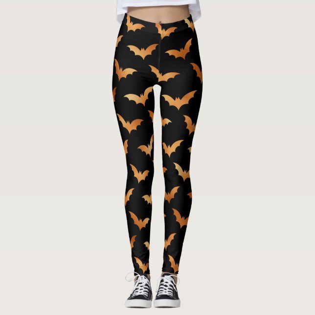 Halloween Spooky Bat Dekorationsmuster Leggings (Vorderseite)