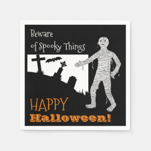 Halloween Spooky Bats Friedhof Mummy Black Orange Serviette