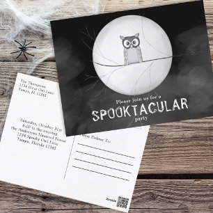Halloween Spooky Beängstigend Owl Whimsisches Part Postkarte