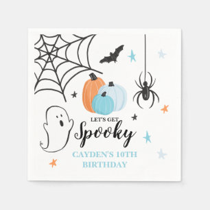 Halloween Spooky Birthday Blue Pumpkins Serviette